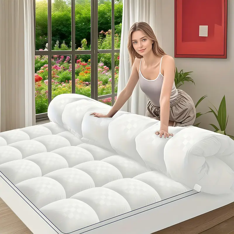 Extra Thick Mattress Topper - Pillow Top Quilted Fitted Mattress Protector with 8-21" Deep Pocket with 1500GSM