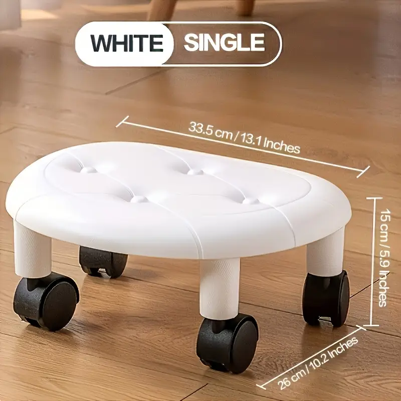 1pc Rolling Stool with Wheels - Heavy-Duty Plastic Multi-Functional Step Stool, Space-Saving Design for Living Room, Bedroom, Office - Easy-Clean Surface, Ideal for Shoe Storage & Small Spaces, Stool for Living Room, Bedroom Seating