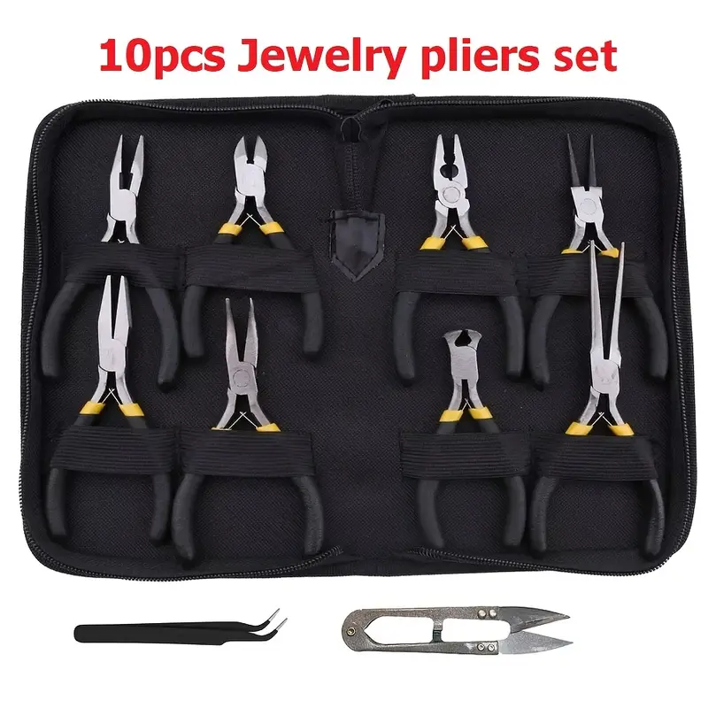 8pcs Mini Making Pliers Set, Including Round Nose Pliers, Tooth Needles And Oblique Pliers, Pliers Pointed-node Pliers, Oblique Pliers, Round Bend Needle Nose Pliers, Indoor And Outdoor Repair Tools, Jewelry Handmade DIY Tool Set