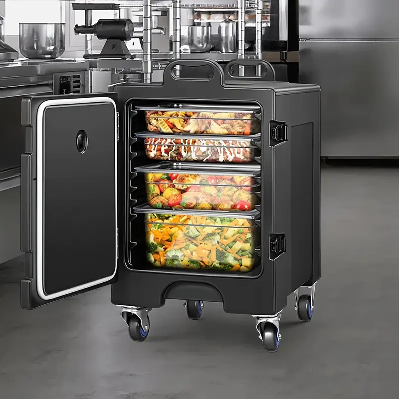 Insulated Cooler, Hot Box for Catering, 82Qt Front Loading Food Warmer, LLDPE Insulated Food Pan Carrier W/Wheels, Stackable Design, Handles, Portable Hot Box Food Warmer Keep Food Hot And Cold During Restaurants, Canteen, Hotel